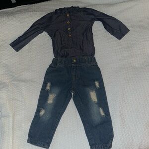 Baby Cat & Jack Top and Jeans Outfit - 18-24M